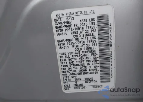 2013 Nissan Rogue S from USA, damaged, VIN JN8AS5MT2DW549190